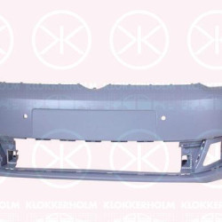 Bumper, Front, with hole(s) for washer nozzle, with hole(s) for parking assistant system, Number of bores: 6, w/primer, 1T0 807 217R GRU (VW)