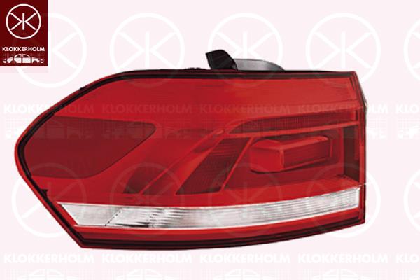 Tail Light Assembly, Left, Outer section, with bulb holder, Valeo, 5TA945095 (VW), 5TA945095A (VW), 5TA945095D (VW)