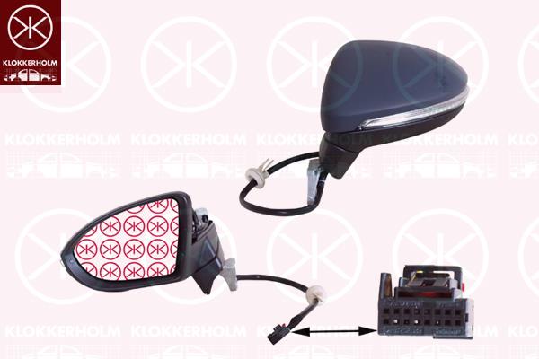 Exterior Mirror, Right, Number of pins: 13, Electronically foldable, with memory, for electric mirror adjustment, with indicator, with reading light, Heatable, Aspherical, w/primer, 5G0 949 102 (VW), 510 857 522 (VW), 510 857 538 A GRU (VW), 5TB 857 508A (VW)