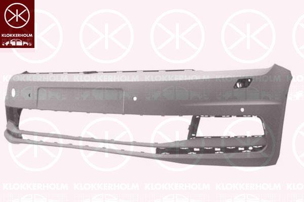 Bumper, w/primer, Front, with hole(s) for parking distance control, with hole(s) for washer nozzle, Number of bores: 6, 5TA 807 217E GRU (VW)