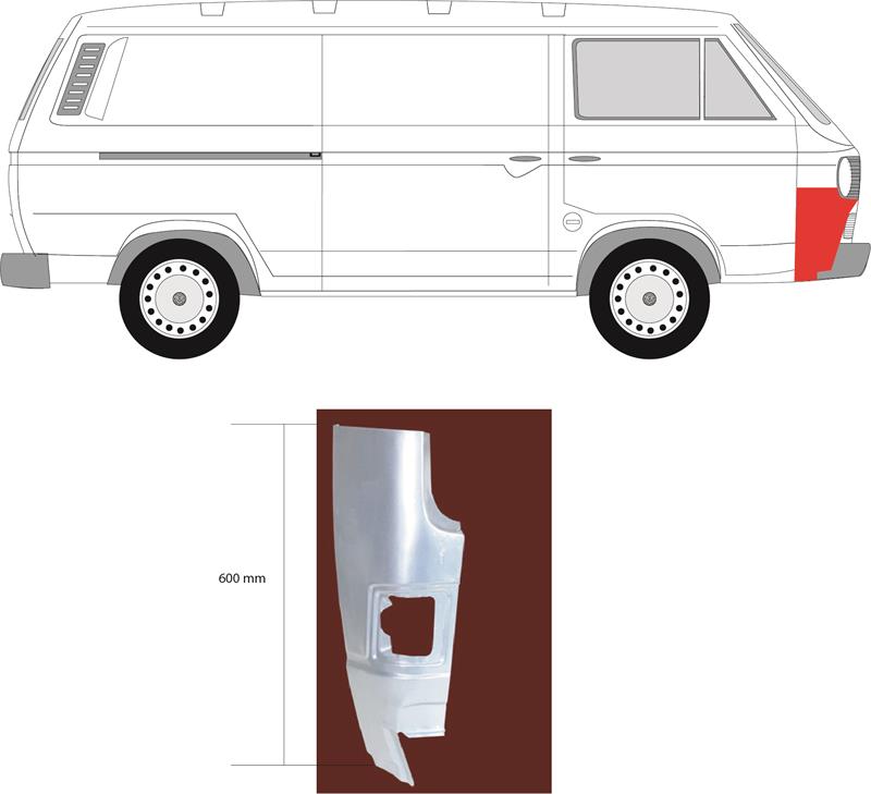 Radiator Support, Right Front, Corner Panel, Repair Panel, Lower Section, 955721-2 (VW)