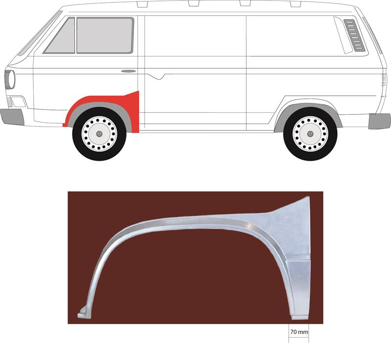 Wing, Repair Panel, Left Front, Rear Section, 251 809 243B (VW), 251 809 253 (VW)