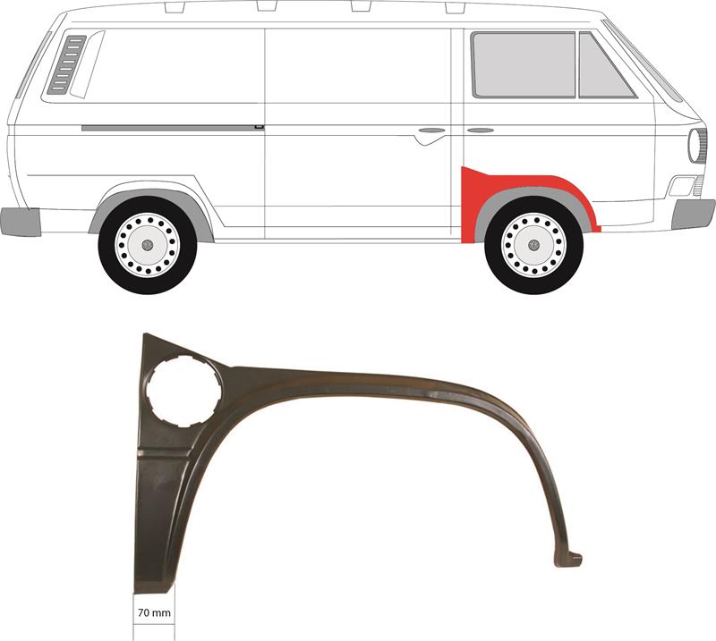 Wing, Repair Panel, Right Front, Rear Section, 251 809 244B (VW), 251 809 254 (VW)