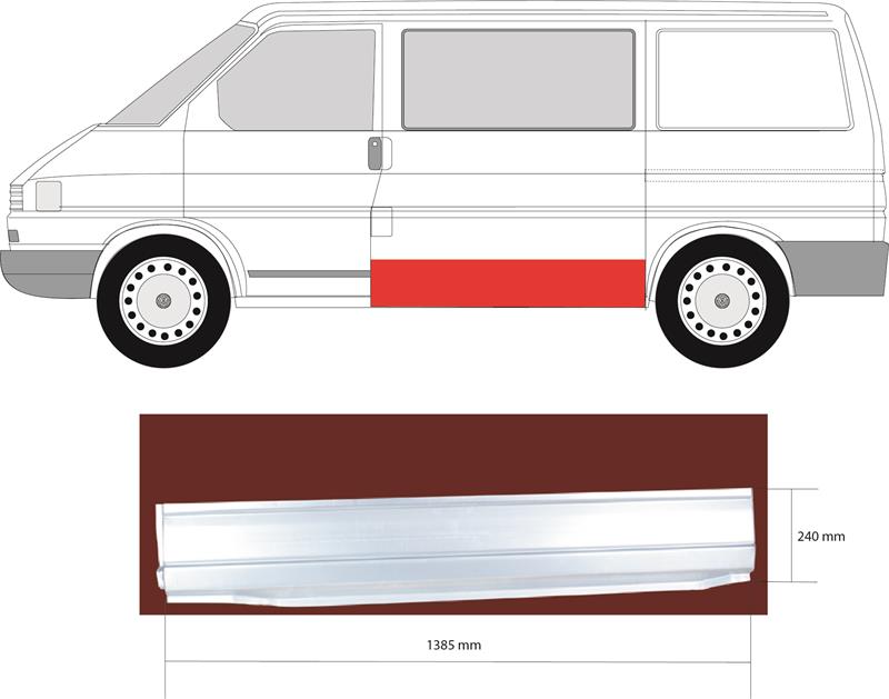 Quarter Panel, Lateral Panel, Left, Lower Section, Height [cm]: 25, 