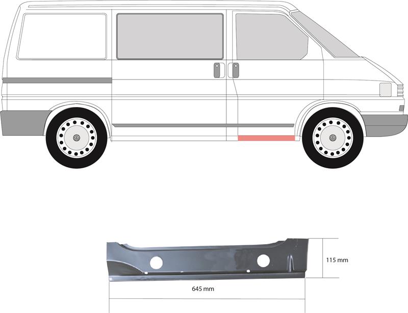 Rocker Panel, Right Front, Repair Panel, Inner Section, Length [cm]: 65, 