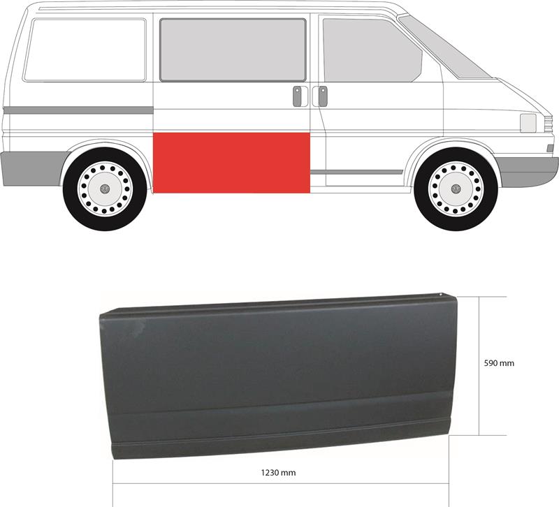 Door, body, Repair Panel, Right, Lower Section, lateral installation, Height [cm]: 57, 