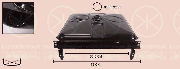 Fuel Tank, with gaskets/seals, for dual tyres, petrol, Diesel, 70L, 283 201 075 (VW)