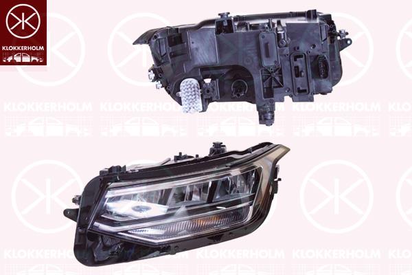 Headlight, Right, LED, with daytime running light (LED), without LED control unit for daytime running-/position ligh, AL, 5NB941036C (VW), 5NB941036G (VW)