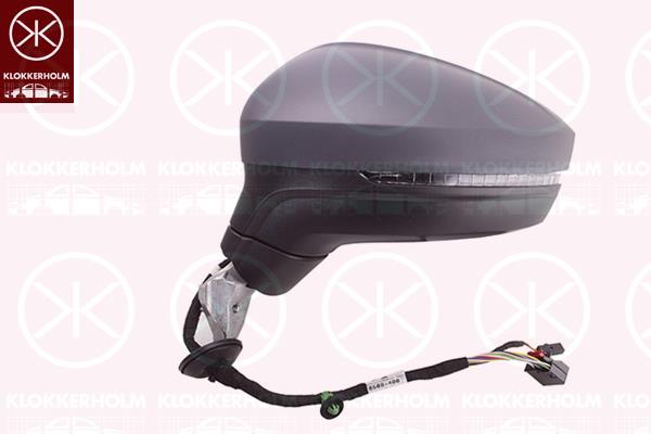 Exterior Mirror, Left, Number of pins: 6, for electric mirror adjustment, with indicator, Heatable, Aspherical, w/primer, 5NA857521 (VW), 5NA857537GRU (VW), 5NB857507 9B9 (VW), 5NB8575079B9 (VW), 5NB857507P9B9 (VW)