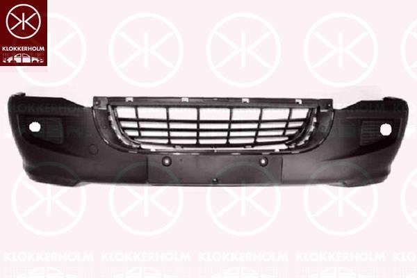 Bumper, Front, black, with hole(s) for fog lights, 2E0 807 103S (VW)