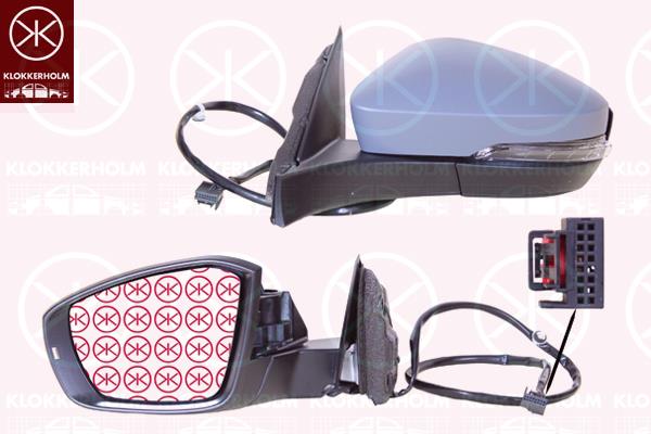 Exterior Mirror, Left, Electronically foldable, Complete Mirror, Number of pins: 9, w/primer, with indicator (LED), with reading light, Heatable, Aspherical, 2GA857537GRU (VW), 2GA949101A (VW), 2GA857507AG9B9 (VW), 2GA857507AQ9B9 (VW), 2GA857507CT9B9 (VW), 2GA857507R9B9 (VW), 2GA857521C (VW), 2GA857507AA9B9 (VW)