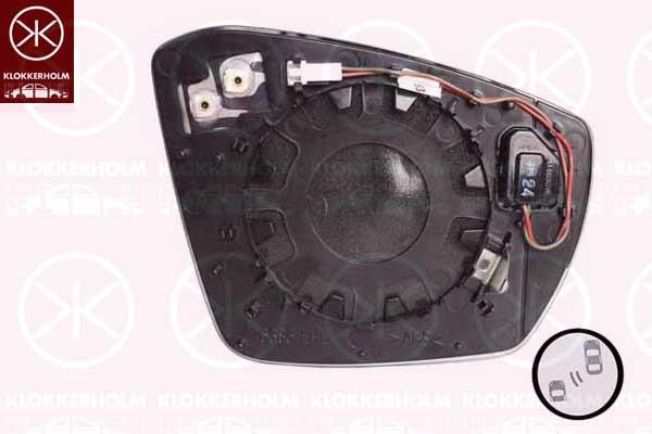 Mirror Glass, exterior mirror, Left, Heatable blind spot mirror, Aspherical, 2GM857521B (VW), 2GM857521F (VW)