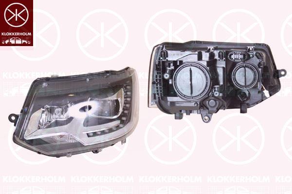 Headlight, Left, Bi-Xenon, D3S/H7, with daytime running light (LED), without control unit for Xenon, without motor for headlamp levelling, AL, 7E5 941 017 (VW), 7E5941017A (VW), 7E5941017B (VW)