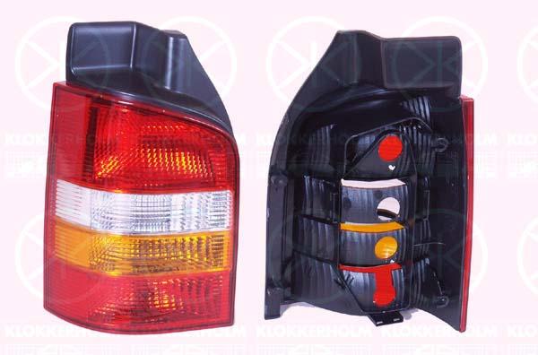 Tail Light Assembly, for vehicles with tailgate, without bulb holder, Right, Indicator Colour: yellow, 7E0 945 096 (VW), 7H0 945 096G (VW), 7H0945096J (VW)