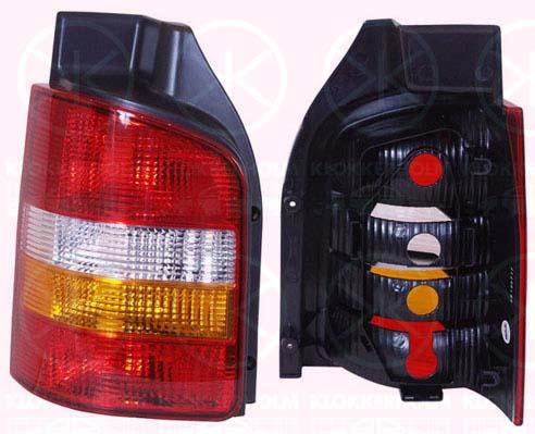 Tail Light Assembly, for vehicles with rear doors, without bulb holder, Left, Indicator Colour: yellow, 7E0 945 095D (VW), 7H0 945 095F (VW), 7H0945095K (VW)