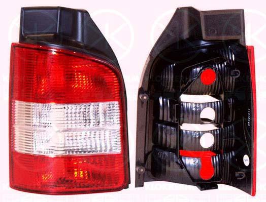 Tail Light Assembly, for vehicles with rear doors, without bulb holder, white/red, Right, 7H0 945 096H (VW), 7H0 945 096L (VW)