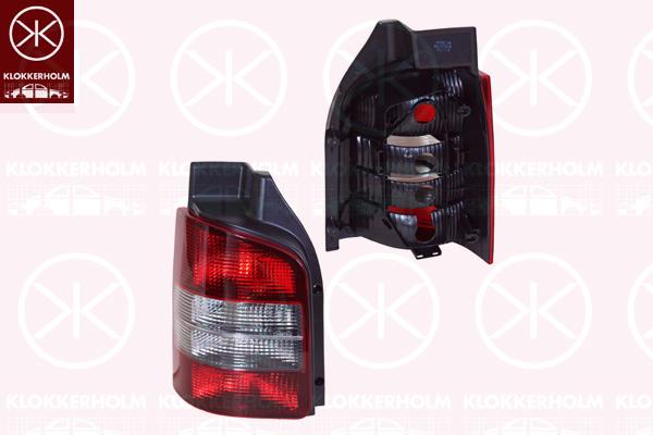 Tail Light Assembly, for vehicles with rear doors, without bulb holder, Left, Indicator Colour: Smoke Grey, 7E0 945 095D (VW), 7H0 945 095F (VW), 7H0945095K (VW)