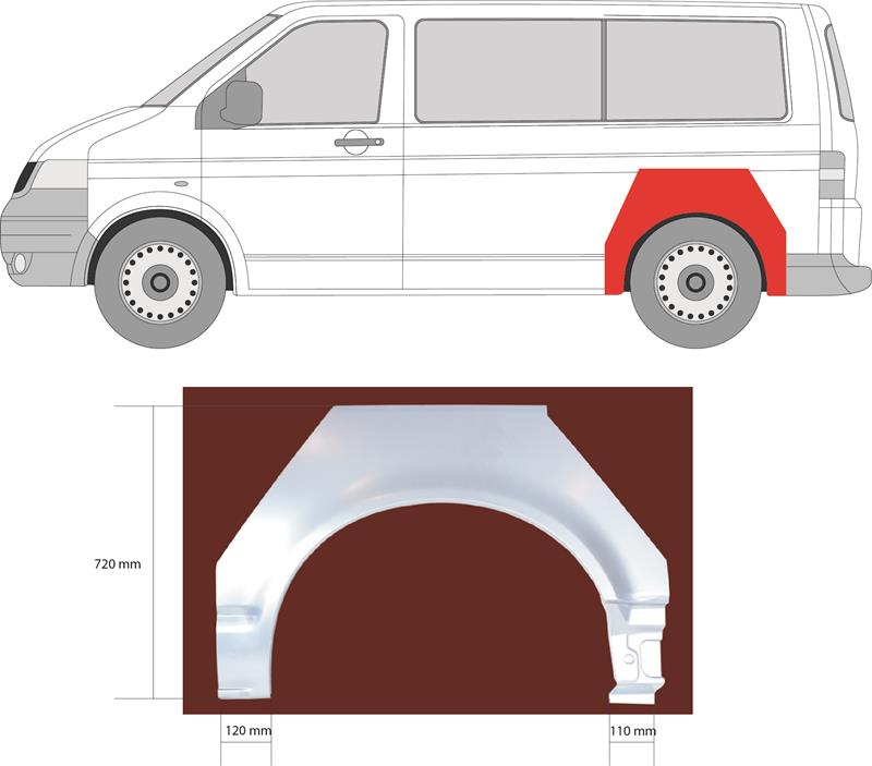 Quarter Panel, Left Rear, Wheel Arch Border, Repair Panel, with single tyres, 