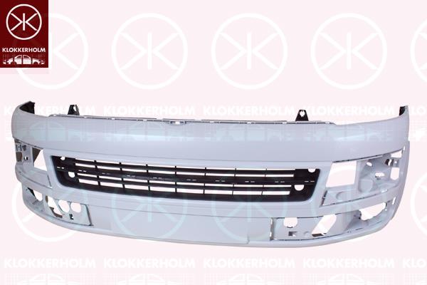 Bumper, Front, with holes for trim/protective strip, with hole(s) for fog lights, w/primer, 7E5 807 217D GRU (VW)