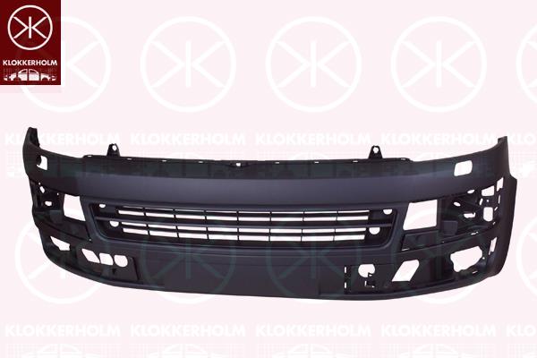 Bumper, Front, black, with hole(s) for fog lights, with hole(s) for washer nozzle, 7E5 807 217A GRU (VW), 7E5 807 217N GRU (VW)