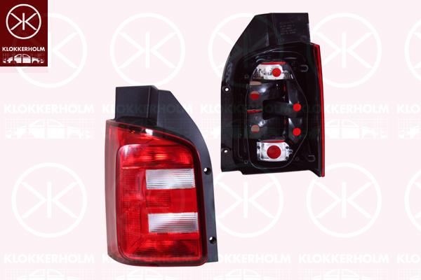 Tail Light Assembly, Left, for vehicles with rear doors, white/red, without bulb holder, 7E0 945 095P (VW), 7E0 945 095Q (VW), 7E0 945 095T (VW), 7E0945095P (VW), 7E0945095Q (VW)