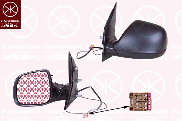 Exterior Mirror, Left, for electric mirror adjustment, Number of pins: 5, with aerial, Trim Level: AM / FM1, for vehicles without drive assistance system, Heatable, Aspherical, 7E1 857 521J (VW), 7E1 857 527F 9B9 (VW), 7E1857527K9B9 (VW), 7E1857407A 9B9 (VW), 7E1857407AF 9B9 (VW), 7E1857407Q 9B9 (VW)