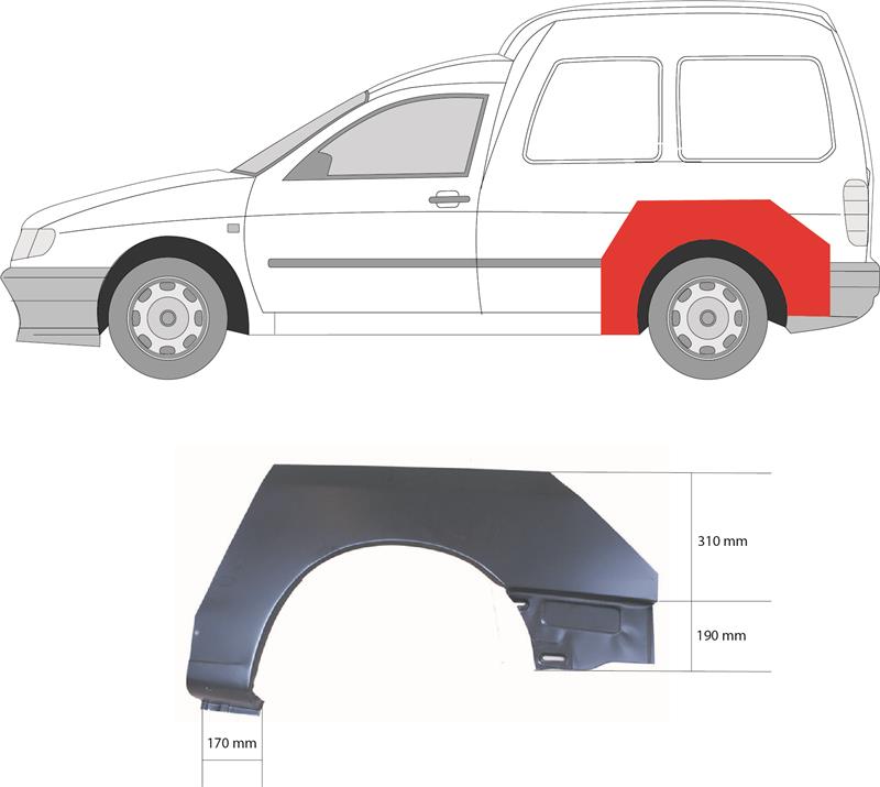 Quarter Panel, Wheel Arch Border, Repair Panel, Left Rear, Outer section, 