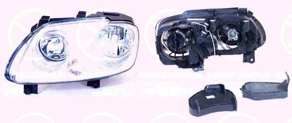 Headlight, H7/H1, with motor for headlamp levelling, Left, Illuminance [lx]: 20, Visteon, 2K0 941 005B (VW), 2K0 941 005D (VW)