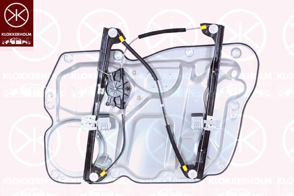 Window Regulator, 2/3-drs, without electric motor, Electric, Left Front, with bolted-on plate, 2K1837729B (VW), 2K1837729F (VW), 2K1 837 729 B (VW), 2K1 837 729 E (VW), 2K1 837 729 F (VW), 2K1 837 729 G (VW), 2K1 837 729 H (VW), 2K2 837 729 M (VW)