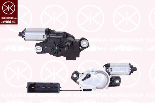 Wiper Motor, for vehicles with rear doors, Rear, Voltage [V]: 12, 2K0 955 712B (VW), 2K0 955 712C (VW), 2K0 955 712D (VAG), 2K0955712D (VW), 2K0955712D (SKODA)