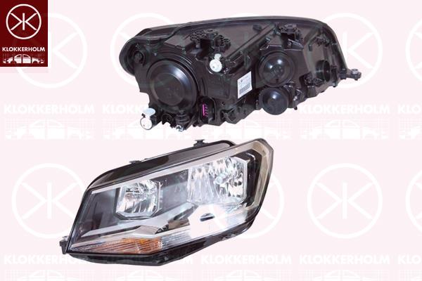 Headlight, Left, H7/H7, with daytime running light, with motor for headlamp levelling, Hella, 2K1 941 005 (VW), 2K1 941 005A (VW), 2K1 941 005B (VW), 2K1941005 (VW), 2K1941005A (VW)