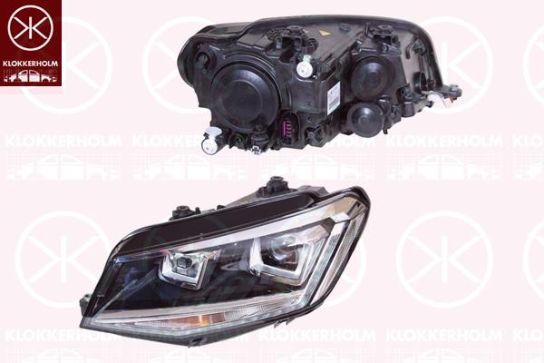 Headlight, Left, Bi-Xenon, with daytime running light (LED), without control unit for Xenon, with motor for headlamp levelling, Hella, 2K1 941 031A (VW), 2K1 941 039 (VW), 2K1 941 039A (VW)