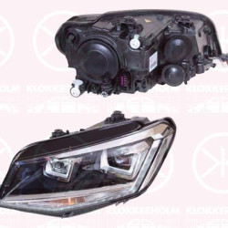 Headlight, Left, Bi-Xenon, with daytime running light (LED), without control unit for Xenon, with motor for headlamp levelling, Hella, 2K1 941 031A (VW), 2K1 941 039 (VW), 2K1 941 039A (VW)