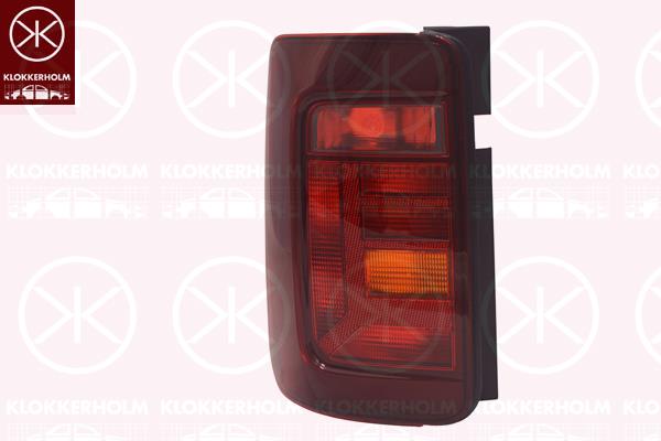 Tail Light Assembly, Left, for vehicles with rear doors, Smoke Grey, without bulb holder, 2K1945095H (VW), 2K1945095M (VW), 2K1945095R (VW)