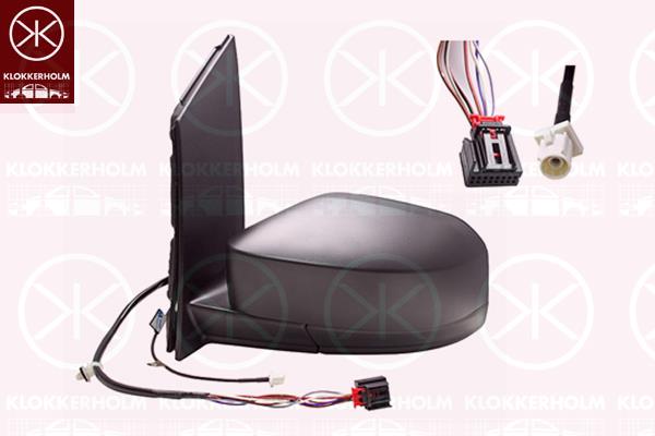 Exterior Mirror, Left, for electric mirror adjustment, Number of pins: 5, with aerial, black, Heatable, Aspherical, 2K5035534A (VW), 2K58574079B9 (VW), 2K5857407A9B9 (VW), 2K5857521C (VW), 2K58575279B9 (VW)