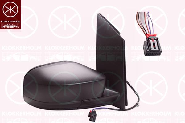 Exterior Mirror, Right, for electric mirror adjustment, Number of pins: 5, black, Heatable, Convex, 2K58574089B9 (VW), 2K5857408A9B9 (VW), 2K5857522C (VW), 2K58575289B9 (VW)