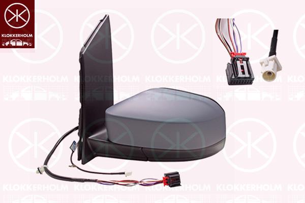 Exterior Mirror, Left, Electronically foldable, Number of pins: 7, with aerial, Heatable, Aspherical, w/primer, 2K5035534A (VW), 2K5857521C (VW), 2K5857407D (VW), 2K5857407D9B9 (VW), 2K5857527BGRU (VW)