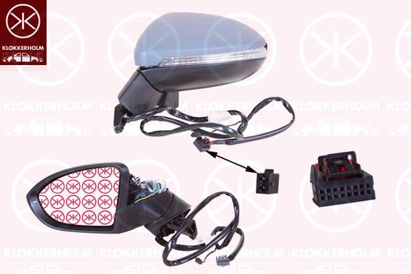 Exterior Mirror, Left, for electric mirror adjustment, Electronically foldable, Complete Mirror, Number of pins: 11, Partial primed, with indicator (LED), with reading light, Heatable, Aspherical, 5G0 949 101 (VW), 510857537AGRU (VW), 510 857 521 (VW), 517857507H 9B9 (VW), 517857507AA9B9 (VW)