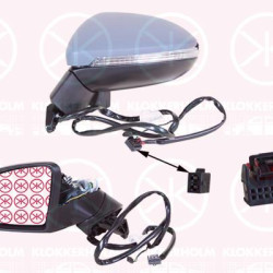 Exterior Mirror, Left, for electric mirror adjustment, Electronically foldable, Complete Mirror, Number of pins: 11, Partial primed, with indicator (LED), with reading light, Heatable, Aspherical, 5G0 949 101 (VW), 510857537AGRU (VW), 510 857 521 (VW), 517857507H 9B9 (VW), 517857507AA9B9 (VW)