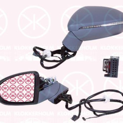 Exterior Mirror, Left, for electric mirror adjustment, Electronically foldable, Complete Mirror, Number of pins: 11, w/primer, with indicator (LED), with reading light, Heatable, Aspherical, 5G0 949 101 (VW), 510857537AGRU (VW), 510 857 521 (VW), 517857507AGGRU (VW), 517857507JGRU (VW)