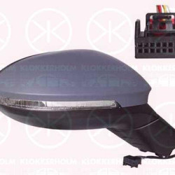 Exterior Mirror, Right, for electric mirror adjustment, Number of pins: 6, with indicator (LED), w/primer, Convex, Complete Mirror, 5H0857538GRU (VW), 5H0857522D (VW), 3G0949102A (VW), 10B8575089B9 (VW), 10B857508H9B9 (VW)