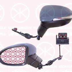 Exterior Mirror, Right, Electronically foldable, with memory, Number of pins: 13, with Peripheral Lighting, with indicator (LED), w/primer, Convex, Complete Mirror, 5H0857538GRU (VW), 5H0857522D (VW), 3G0949102A (VW), 10B857508B9B9 (VW), 10B857508K9B9 (VW)