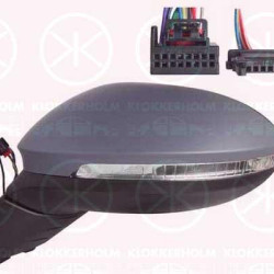 Exterior Mirror, Left, for vehicles with lane keeping assist, for electric mirror adjustment, Electronically foldable, Number of pins: 9, Number of pins: 3, with Peripheral Lighting, with indicator (LED), w/primer, Aspherical, Complete Mirror, 5H0857521D (VW), 5H0857537DGRU (VW), 3G0949101A (VW), 10B857507C9B9 (VW), 10B857507L9B9 (VW), 5H1949145A (VW)