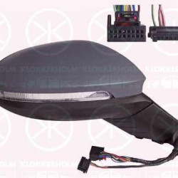 Exterior Mirror, Right, for vehicles with lane keeping assist, Electronically foldable, with memory, Number of pins: 13, Number of pins: 3, with Peripheral Lighting, with indicator (LED), w/primer, Convex, Complete Mirror, 5H0857538DGRU (VW), 5H0857522D (VW), 3G0949102A (VW), 10B857508C9B9 (VW), 10B857508L9B9 (VW), 5H1949146A (VW)