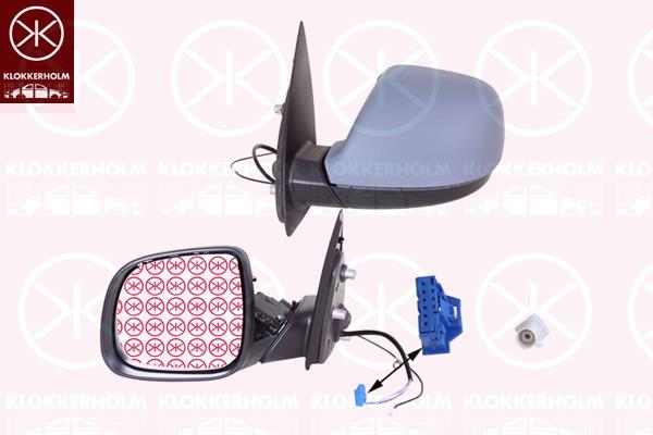 VW Amarok Veidrodis, Right, not for PR number: 0FA, for electric mirror adjustment, Number of pins: 5, with aerial, for vehicles without drive assistance system, Heatable, Convex, w/primer, 7E1 857 522J (VW), 2H0 857 522C (VW), 2H0 857 528C GRU (VW), 2H0 035 532A (VW), 2H1 857 508EE 9B9 (VW)