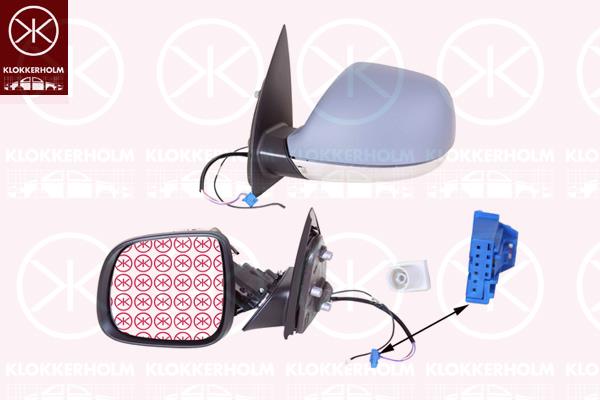 VW Amarok Veidrodis, Left, not for PR number: 0FA, for electric mirror adjustment, Chromed, Number of pins: 5, with aerial, for vehicles without drive assistance system, Heatable, Aspherical, w/primer, 2H0 857 527C GRU (VW), 2H0 035 532 (VW), 2H1 857 507CD 9B9 (VW), 7E1 857 521AF (VW), 7H1 857 521L (VW), 2H0 857 603H 2ZZ (VW)