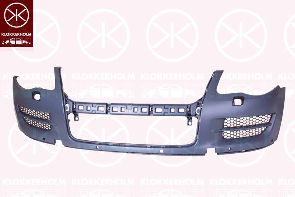 Bumper, w/primer, Front, with hole(s) for parking distance control, with hole(s) for washer nozzle, 7L6 807 217AS GRU (VW), 7L6 807 221 (VW)