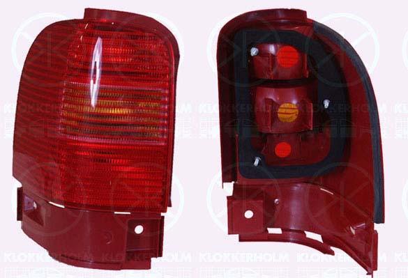 Tail Light Assembly, without bulb holder, red, Right, Outer section, 7M3 945 096F (VW), 7M3 945 096J (VW), 7M3945096F (SEAT), 7M3945096G (VW), 7M3945096G (SEAT), 7M3945096J (SEAT), 7M7 945 096A (VW), 7M7945096 (VW), 7M7945096 (SEAT), 7M7945096A (SEAT)