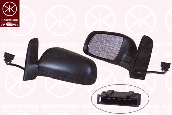 Exterior Mirror, for electric mirror adjustment, Convex, Heatable, Right, Number of pins: 5, Connector Shape: rectangular, 7M1 857 508F 01C (VW), 7M1 857 508N 01C (VW), 7M1857508T (VW), 7M1857508T01C (VW), 7M3857508J01C (VW)