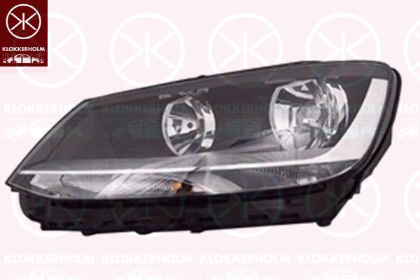 Headlight, Right, H7/H7, with motor for headlamp levelling, AL, 7N1 941 006 (VW), 7N1941006B (VW), 7N1941006C (VW)